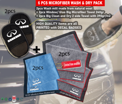 6 Pack Infiniti Car Detailing Kit Wash Mitt Microfiber Towel (2098)