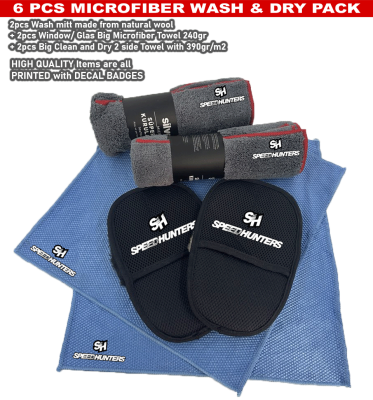 6 Pack Speedhunters Car Detailing Kit Wash Mitt Microfiber Towel (2102)