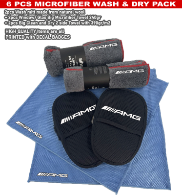 6Pack AMG Car Detailing Kit Wash Mitt Microfiber Towel (2075)