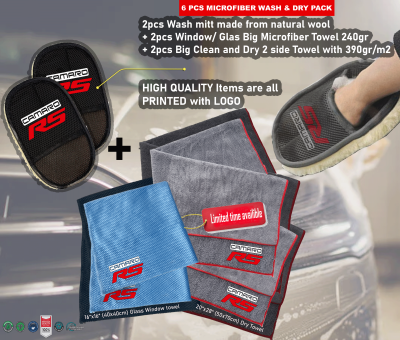 6Pack Camaro RS Car Detailing Kit Wash Mitt Microfiber Towel (2077)
