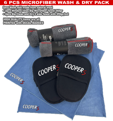 6Pack Cooper S Car Detailing Kit Wash Mitt Microfiber Towel (2084)