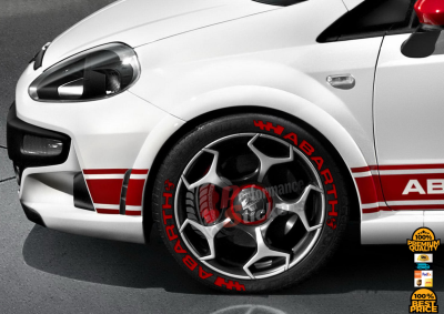 Abarth + Flag + Logo Full Red, Set for 4 Tires (1643)