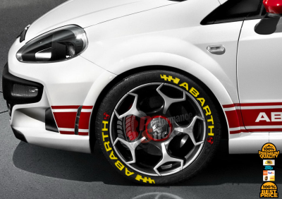Abarth Yellow + Flag + Logo Red, Set for 4 Tires (1644)