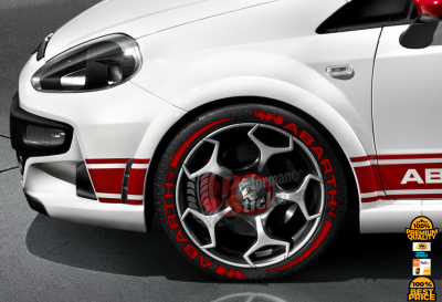 Abarth + Stripes + Logo Full Red, Set for 4 Tires (1647)
