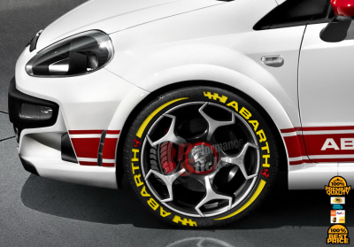Abarth + Stripes Yellow + Flag + Logo Red, Set for 4 Tires (1646)