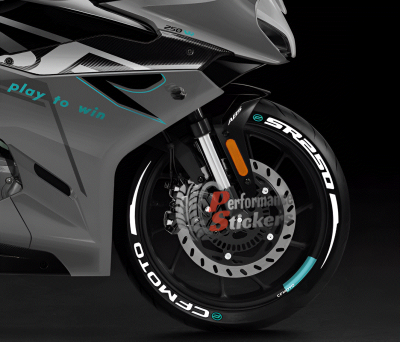 CF Moto 250SR + Stripes + Logo Blue, Set For 2 Tires Both Sides Left And Right (1897)