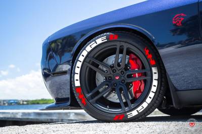 DODGE WHITE + FLAG RED , a Set for 4 tires (102)
