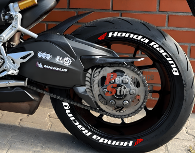 Honda Racing + Logo Red, Set For 2 Tires Both Sides Left And Right (1883)