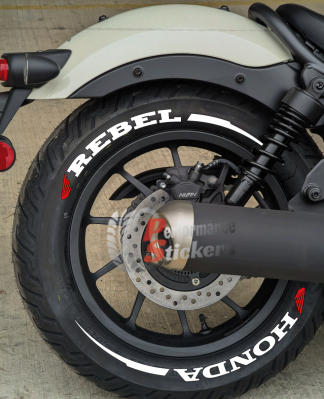 Honda Rebel + Stripes + Logo Red, Set For 2 Tires Both Sides Left And Right (1887)
