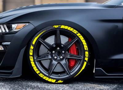 Mustang GT + Stripes + Logo Full Yellow, Set for 4 Tires (2023)