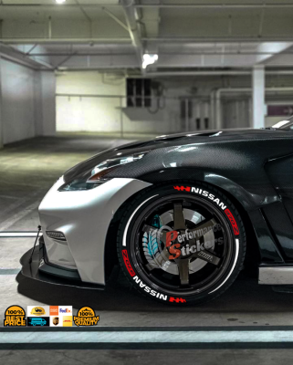 NISSAN370Z red + STRIPES , a Set for 4 tires (692)