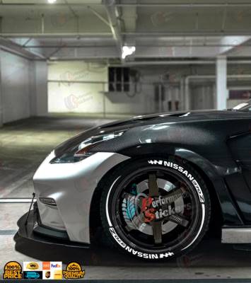 NISSAN370Z white + STRIPES , a Set for 4 tires (691)