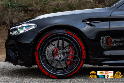 Performance + Stripes + Flag Full Red, Set for 4 Tires (1685)