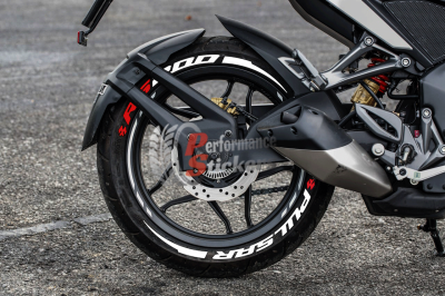 Pulsar RS 200 + Stripes + Logo Red, Set For 2 Tires Both Sides Left And Right (1909)