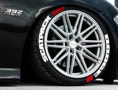 SCATPACK & DODGE + 392 LOGO RED , a Set for 4 tires (347)