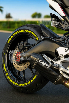 Send Nudes + Stripes + Flag Yellow, Set For 2 Tires Both Sides Left And Right (2072)