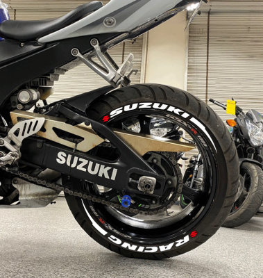 Suzuki Racing + Stripes + Logo Red, Set For 2 Tires Both Sides Left And Right (1932)