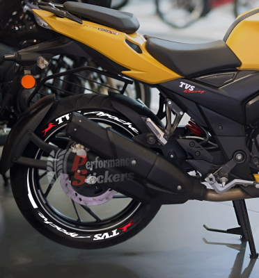 TVS Apache + Stripes + Logo Red, Set For 2 Tires Both Sides Left And Right (1889)