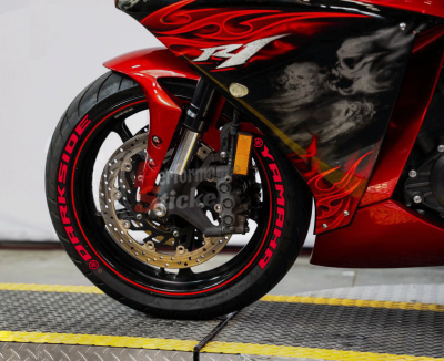 Yamaha Dark Side + Logo red, Set For 2 Tires Both Sides Left And Right (1974)